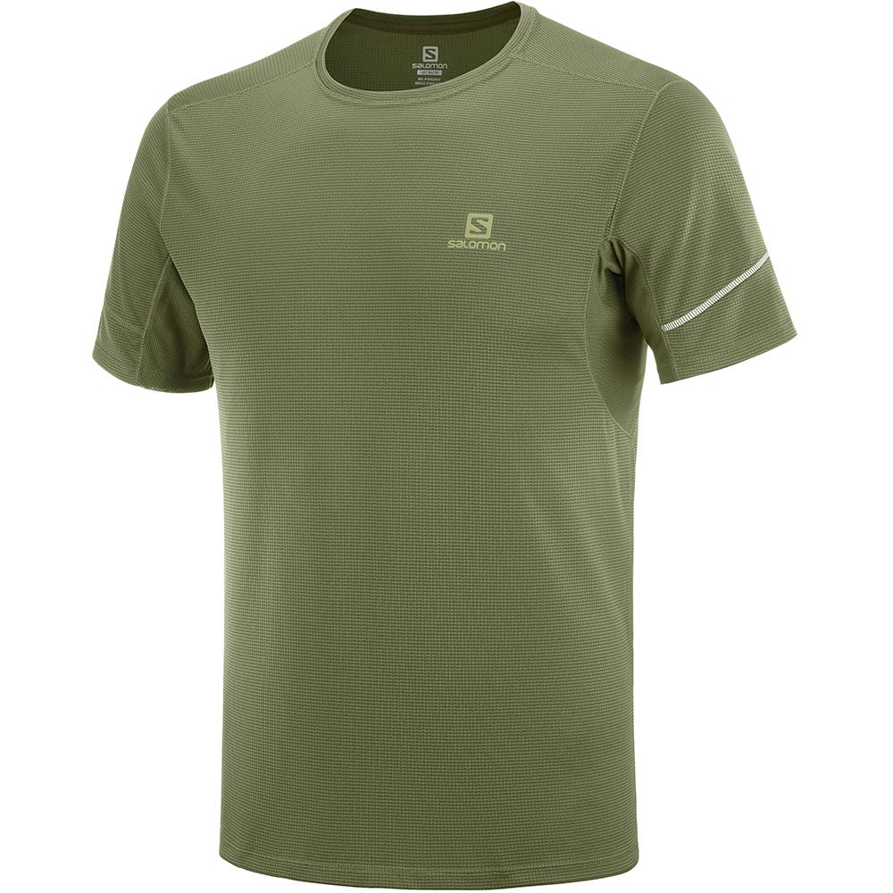 T-Shirts Salomon Homme Vert Olive - Salomon AGILE SS M - France (0723-CADKU)